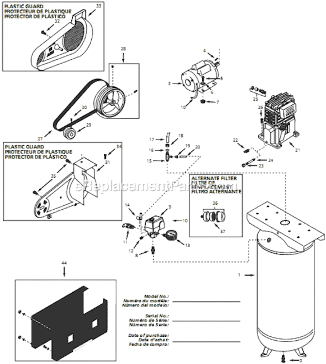 Page A Diagram and Parts List for VT631403 2008 Campbell Hausfeld Compressor